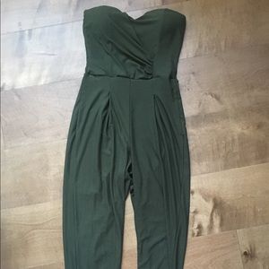Strapless olive green jumpsuit